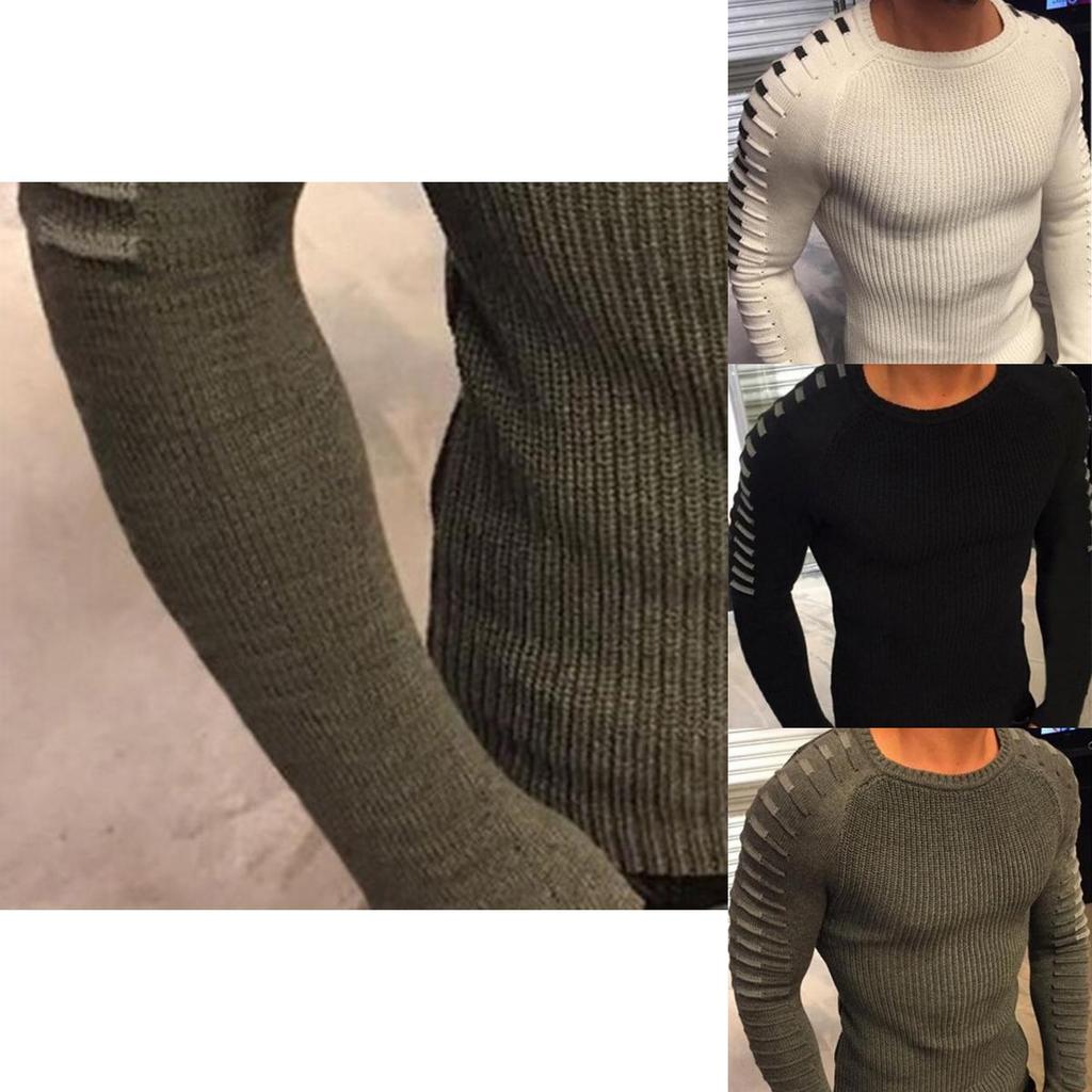 Premium Quality Fashion Men O-neck Knitting Sweater Long Sleeve Slim Fit Pullover Top