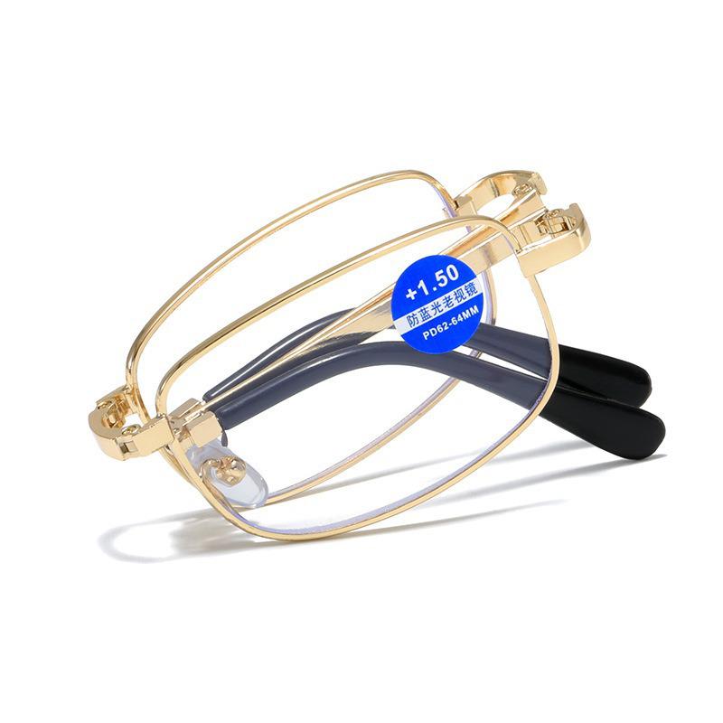 Fashionable Full Frame HD Folding Reading Glasses for Seniors – Anti-Blue Light Metal Design