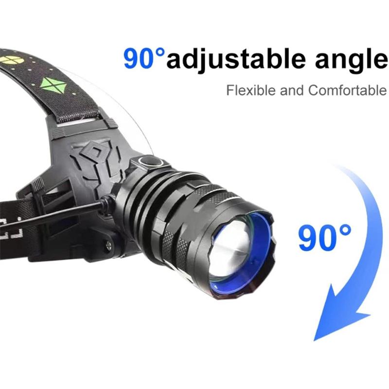 Far LED Putere Mare Luminozitate Mare Far LED Reîncărcabil prin USB Zoom Lanternă Frontală Rezistentă la Apă Lanternă de Exterior Camping Pescuit