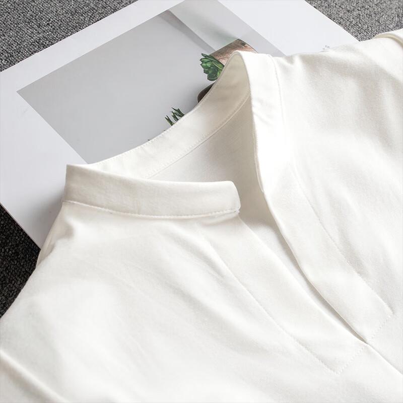 Women's Elegant V-Neck Pleated Short T-Shirt