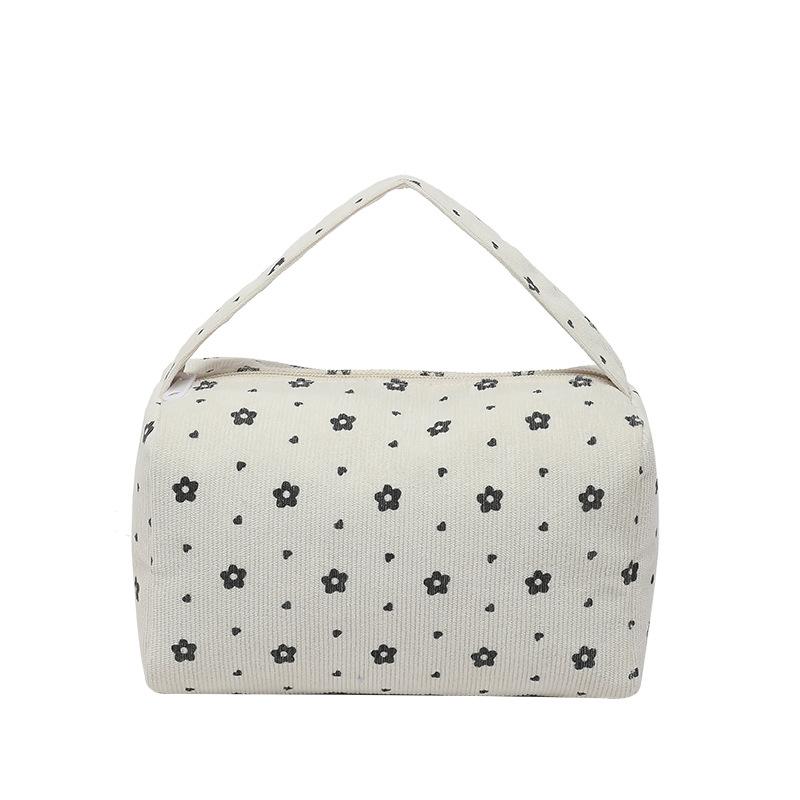 Spring New Japanese Cute Fresh Wind Flower Handbag Soft Girl Corduroy Simple Small Square Bag
