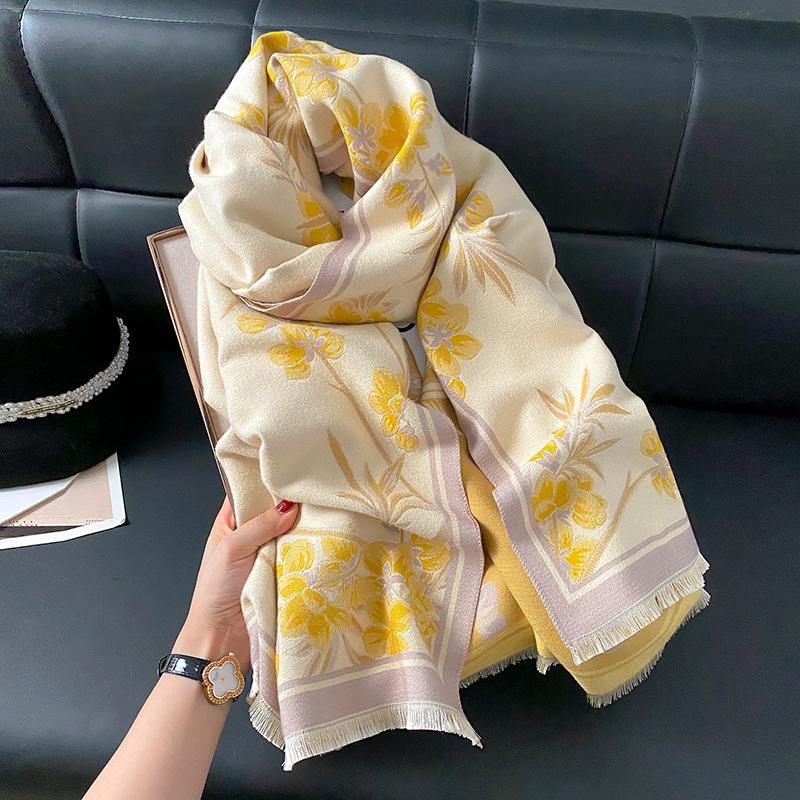 High-end scarf women's winter imitation cashmere for elders, mother-in-law shawl, outer shawl warm scarf new