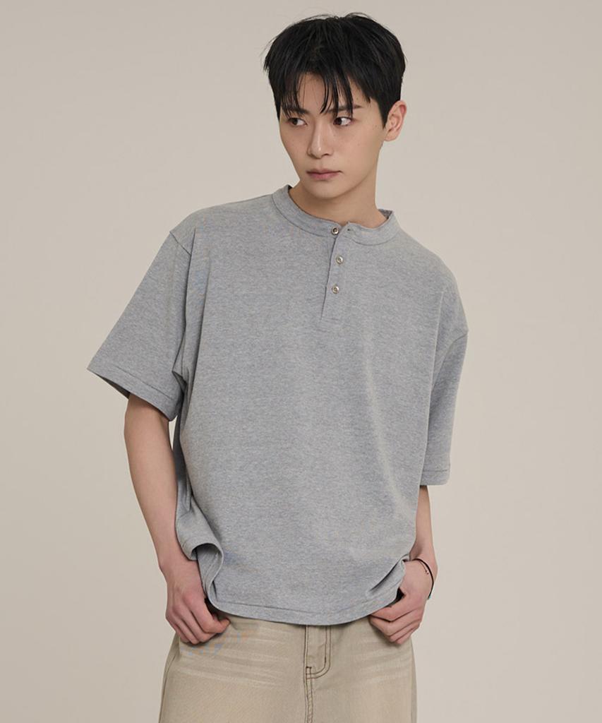 SUPERSUB 10S Heavyweight Crop Henley Neck Short Sleeve Tee - Black
