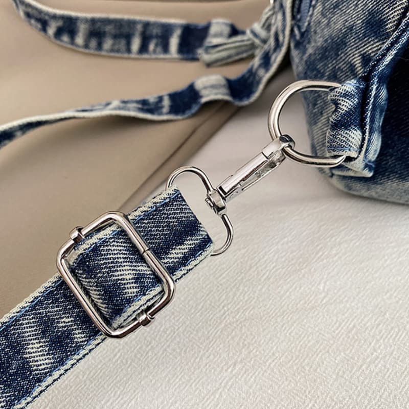 Washed denim backpack women go out small backpack