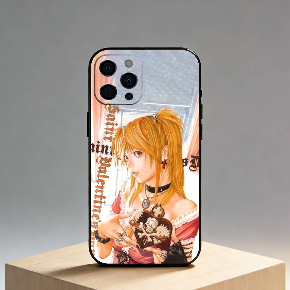 D-Death Misa N-Note Phone Case For iPhone17,16,15,14,13,12 Plus,Max Soft Silicone Black Cover