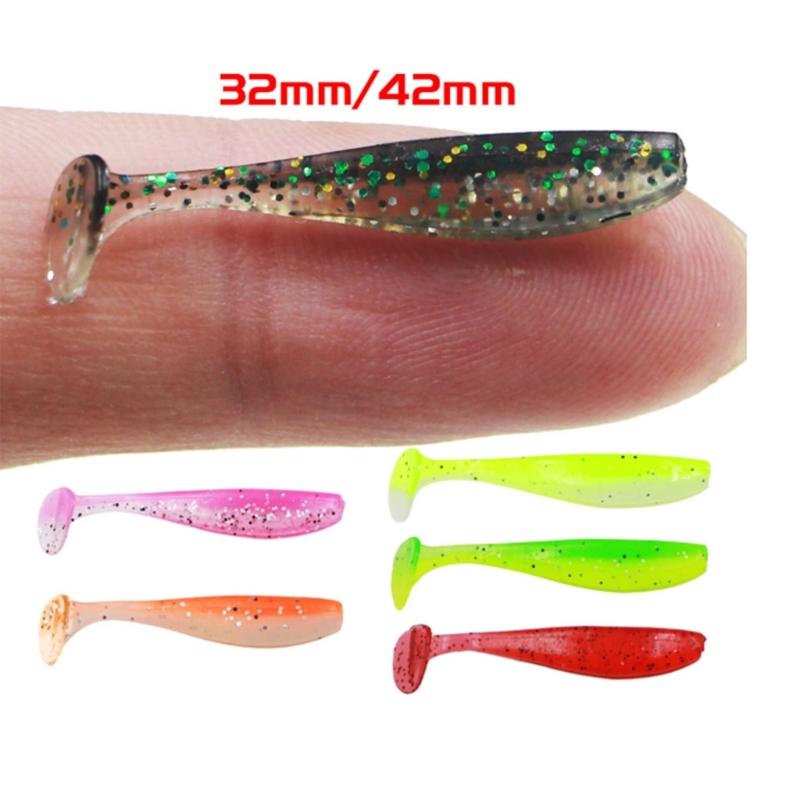 10Pcs Soft Lures Worm Baits Small Fishes Tail Swimbaits Lures Fishing Baits