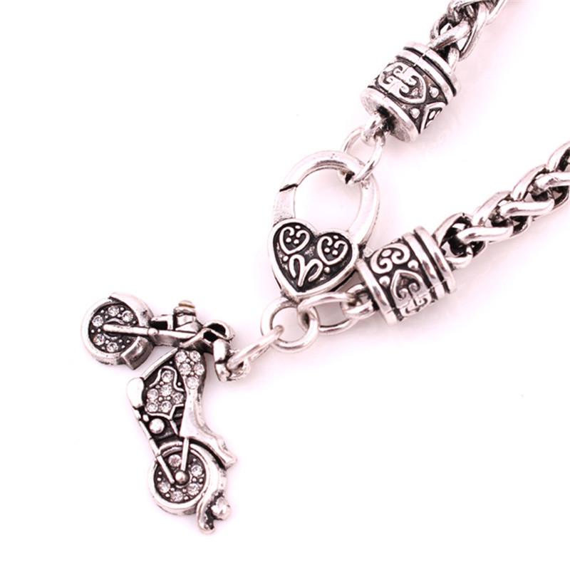 Europe and America Fashion Unisex Jewelry Alloy Inlaid Rhinestone Motorcycle Pendnat Bracelet