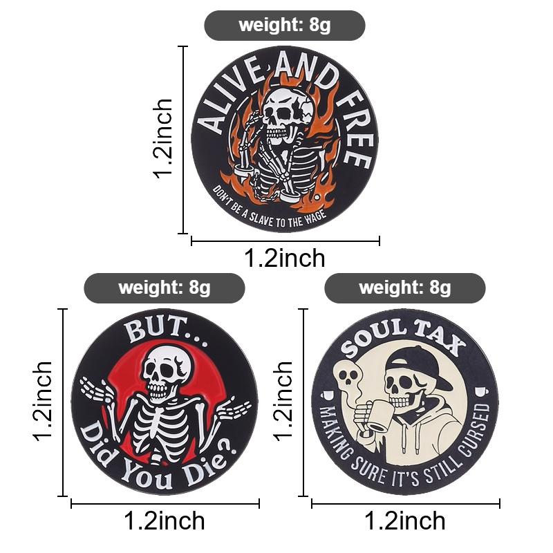 Gothic Skeleton Enamel Pins Set Humorous Skull Quote Brooches Edgy Fashion Lapel Badges Funny Gift For Women Men