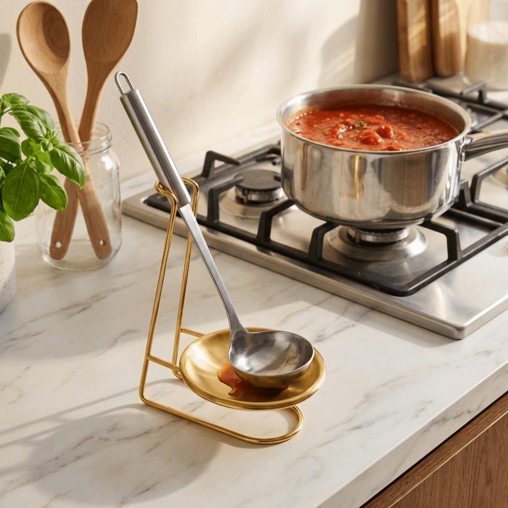 Stainless Steel Vertical Spoon Rest Stable Cooking Utensils Bracket  Restaurant