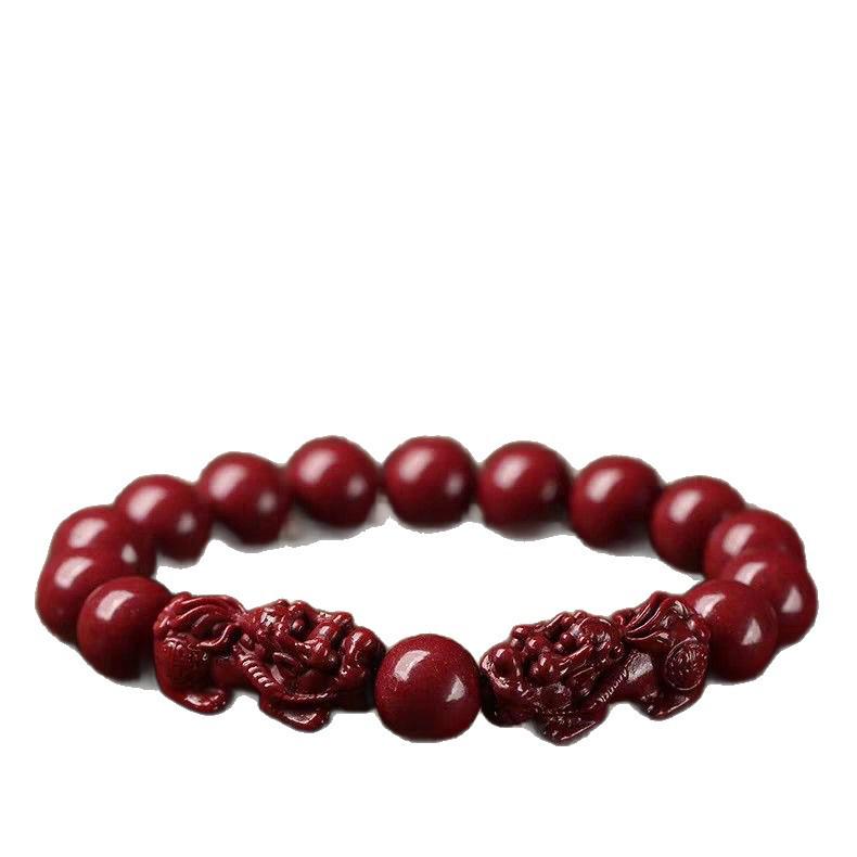 Cinnabar Double Pixiu Beaded Bracelet - Gift for Husband, Girlfriend, Holiday, or Benmingnian.