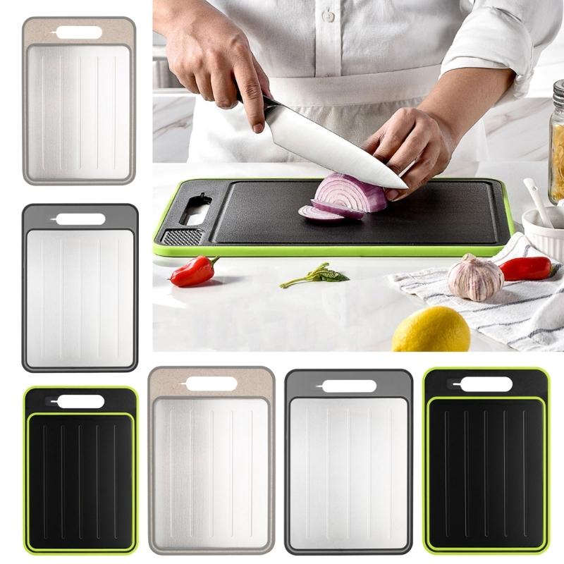 Meat Food Thawing Tray Double Sided Cutting Board with Grater Sharpener Defrosting Tray Food Preparation Utilitys