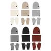 3 Pcs/Set Unisex Winter Beanie Scarf Gloves Set Thick Plush Knitted Warm Cap Gloves Elastic Ear Protection Windproof Cycling Dome Neck Warp Sete