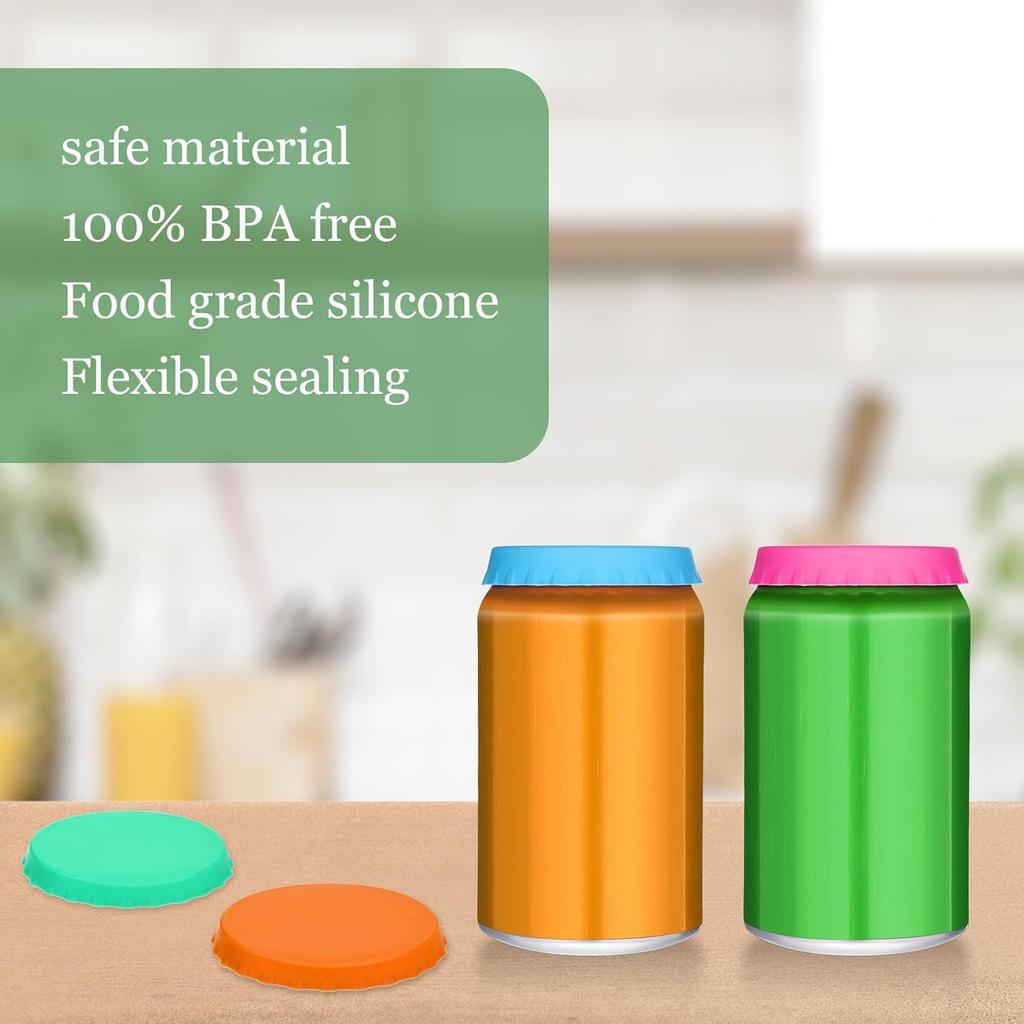 6PCS Beer Can Toppers for Soda, 2.5 Inch Silicone Soda Lids for Cans, Reble Soda Can Lid Topper, Spill Proof Drink Covers Lids, Colorful Cans Saver