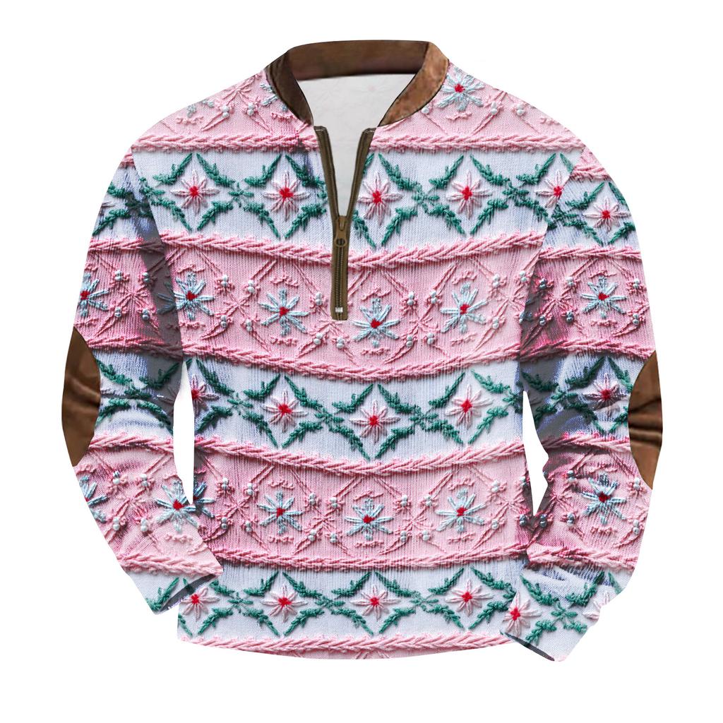 Men's Fashion Christmas Printed Corduroy Zipper Shirt