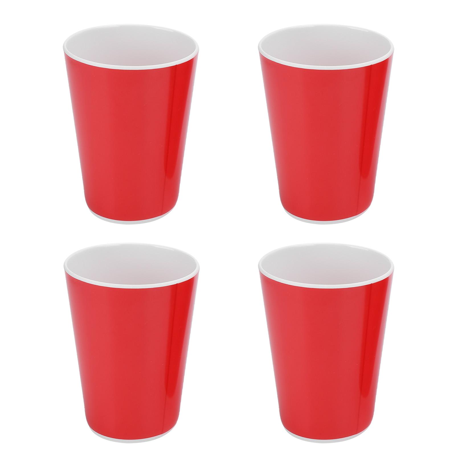 

4PCS Imitation Ceramic Water Cup Drinking Mug for Office Home Bar Restaurant SuppliesRed