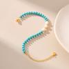 Natural freshwater pearl bracelet bracelet green turquoise cut design beaded bracelet exotic style jewelry wholesale