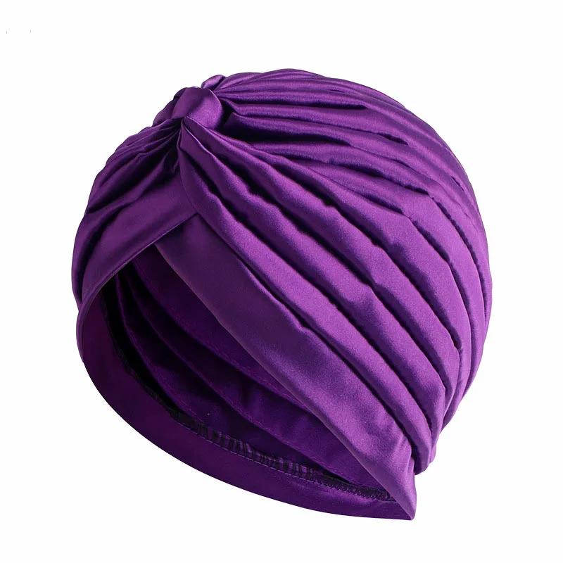 Indian Turban Muslim Women Hijab Floral Printed Hat Cancer Chemo Cap Islamic Hair Loss Cover Beanie Bonnet Head Scarf Pleated