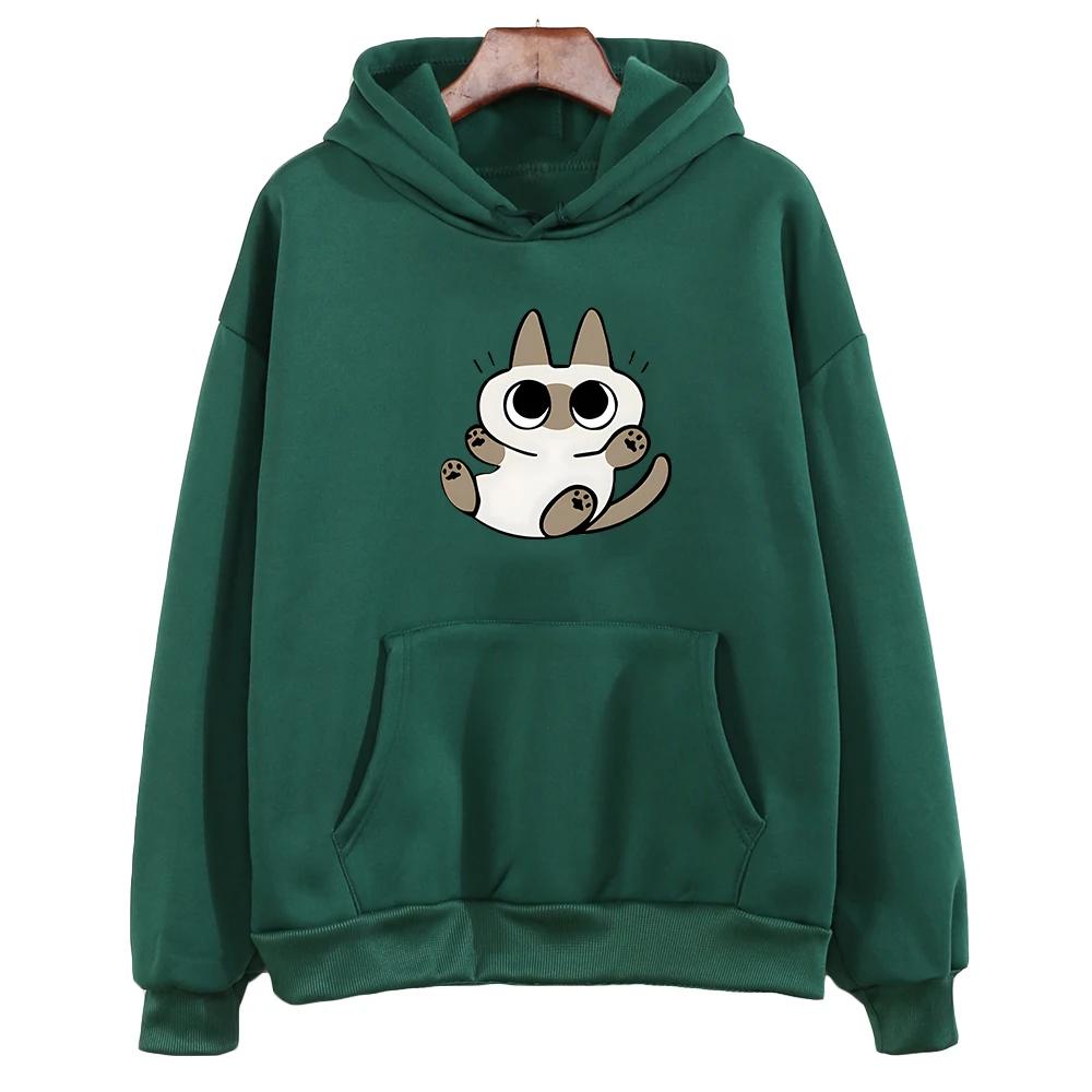 Siamese Cat Azuki Is The Center of The World Nobeko Hoodie Kawaii/Cute Long Sleeve Sweatshirt Harajuku Cartoon Tops