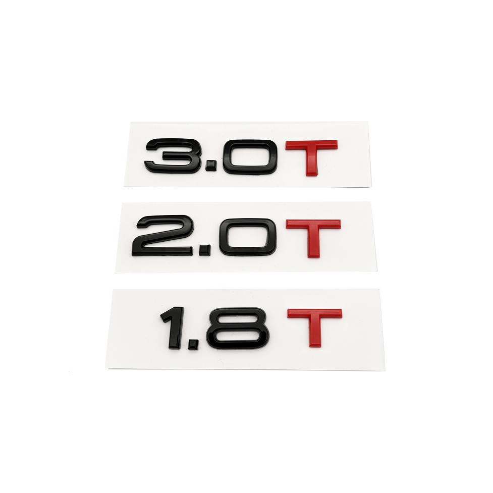3D ABS 1.8T 2.0T 3.0T Black and Red Emblem Car Trunk Letters Logo Badge Decals Sticker For A1 A3 A4 A5 A6 A7 A8 Q2 Q3 Q5 Q7