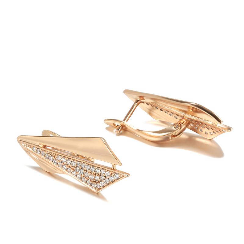 Orecchini Trendy Insoliti in Oro Rosa per Donna Micro Cera Intarsiata Zircone Naturale Geometria Orecchini a Pendente Gioielli Vintage