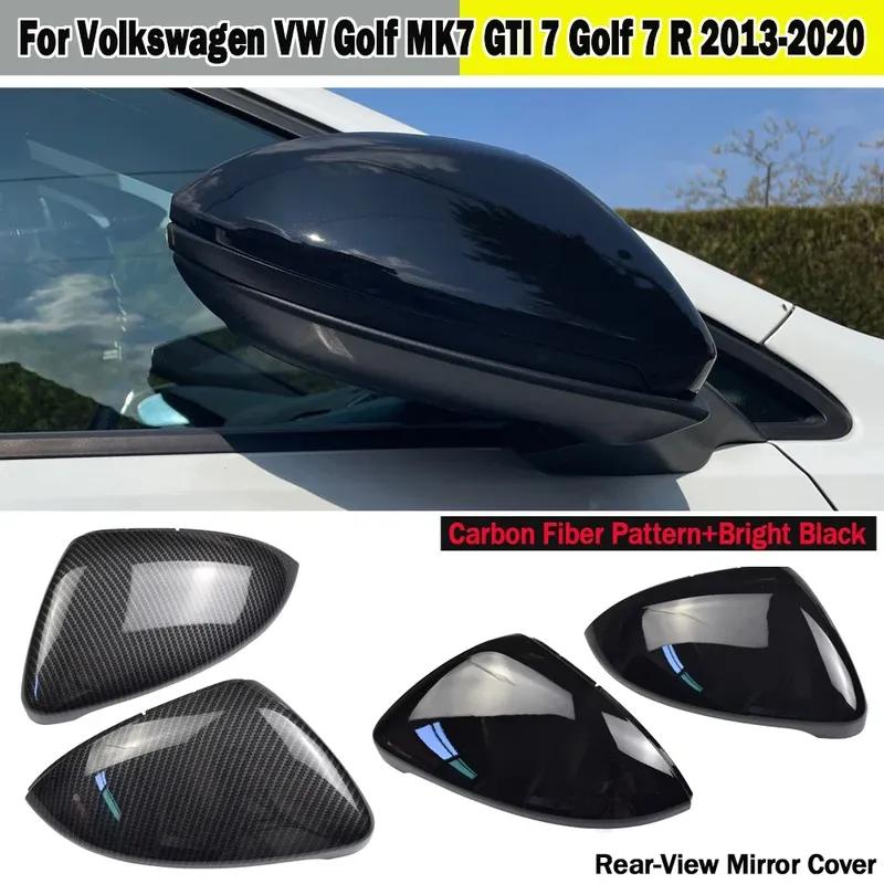 Rearview Cover Side Wing Mirror Caps Carbon Fiber Pattern Black Replacement For VW Golf 7 MK7 7.5 GTD R GTI Touran L E-GOLF