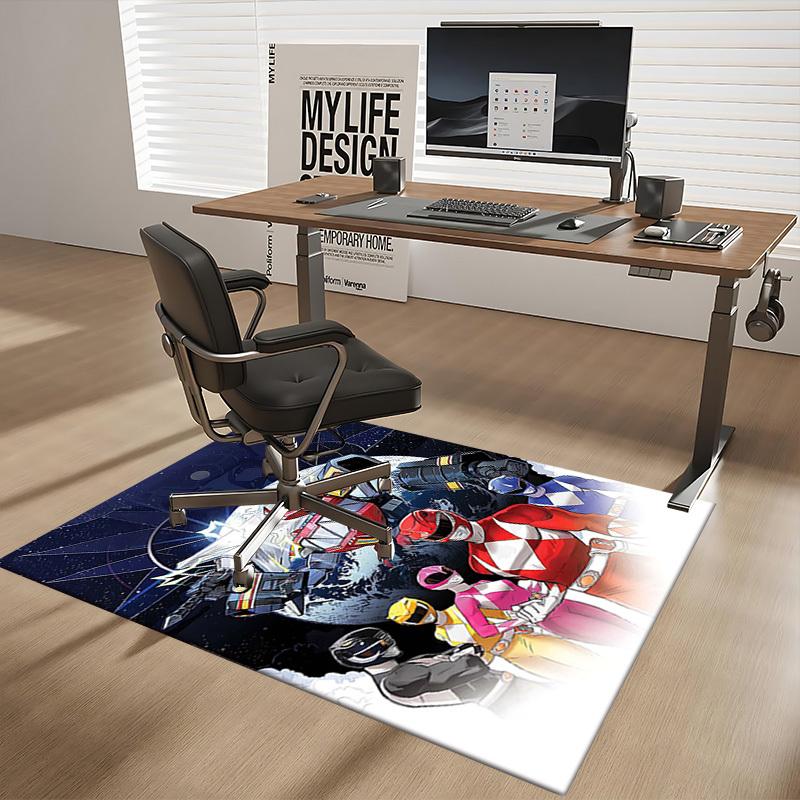 1pc Power Rangers Red Ranger Chair Mat: Anime Cartoon Design, Non-Slip Carpet for Office, Home Decor, Living Room, Bedroom, Game Room - Perfect Gift F