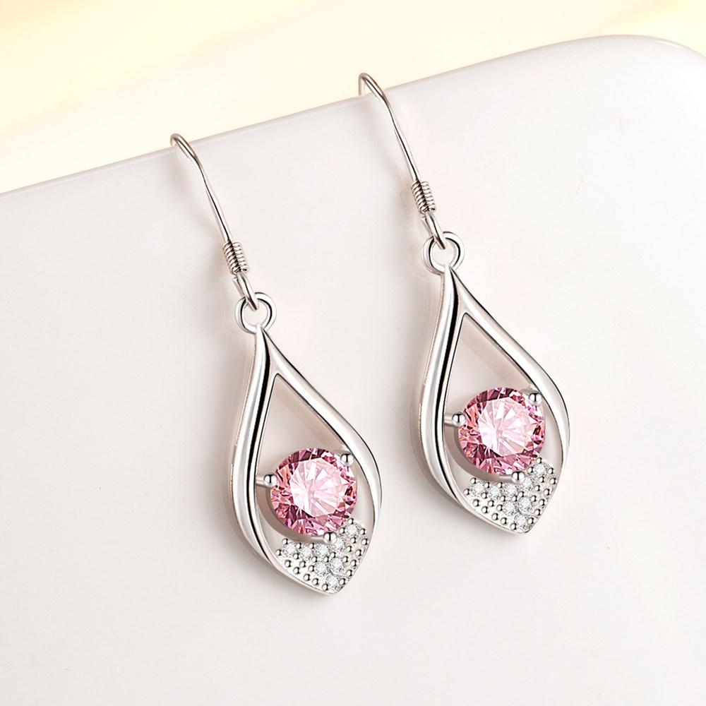 925 Sterling Silver New Women s Fashion Jewelry High Quality Crystal Zircon Hooked Heart-shaped Long Earrings