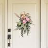 Artificial Floral Swag Chrysanthemum Eucalyptus Wreath Front Door for Wall Window Yard