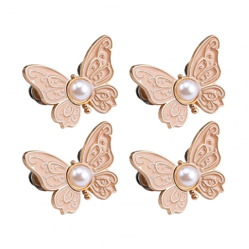 

2 пары утягивателей талии брюк, регулируемые зажимы для брюк-бабочек, съемные декоративные пряжки для талии для свободных джинсов, брюк, юбок бежевый