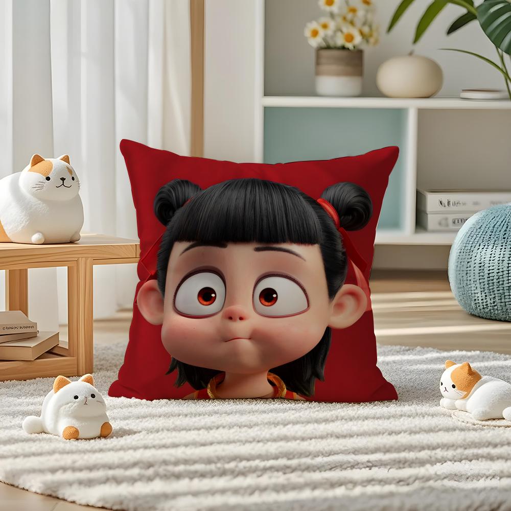 N-Ne Zha Pillow Case Silky Elegant Comfort Sofa Bed Invisible Zipper