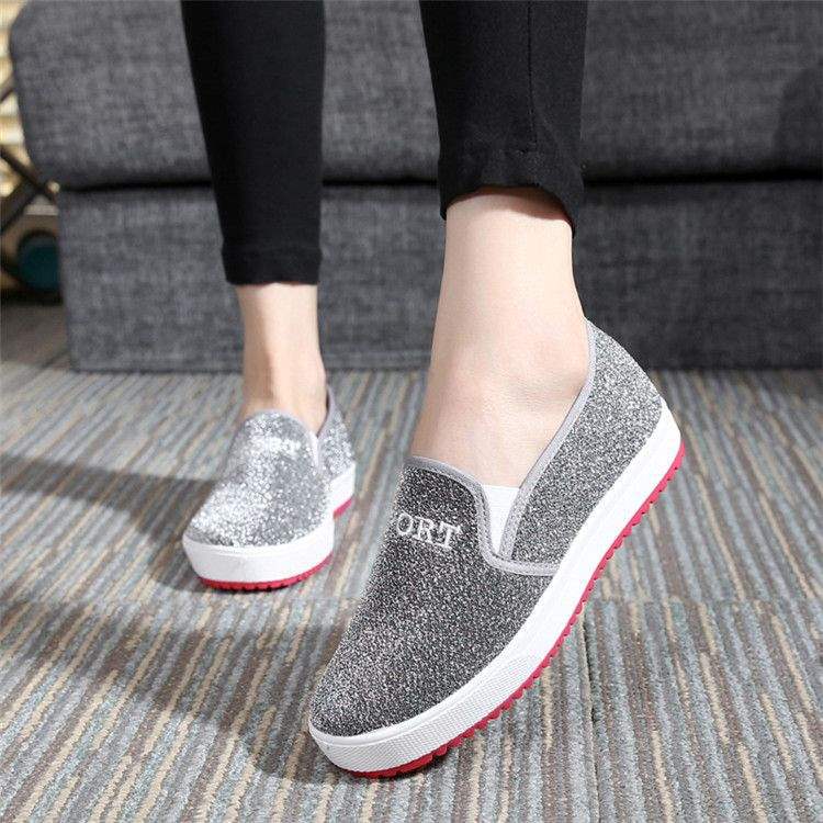 Student shoes Women s single shoes Lazy loafers Old Beijing cloth shoes Flat running shoes 35