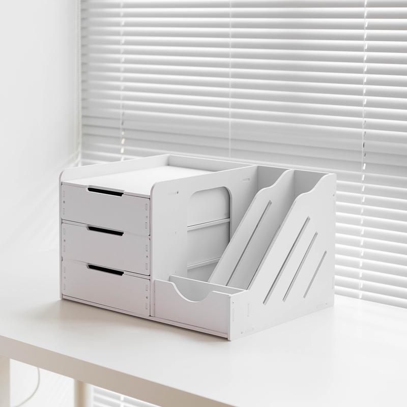Desktop File Organizer with Storage Boxes and Book Stand