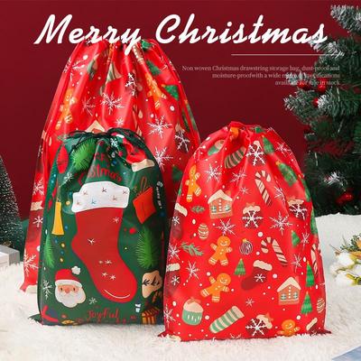 Christmas Gift Wrapping Non-woven Drawstring Pouch - Dust & Moistureproof Storage Bag