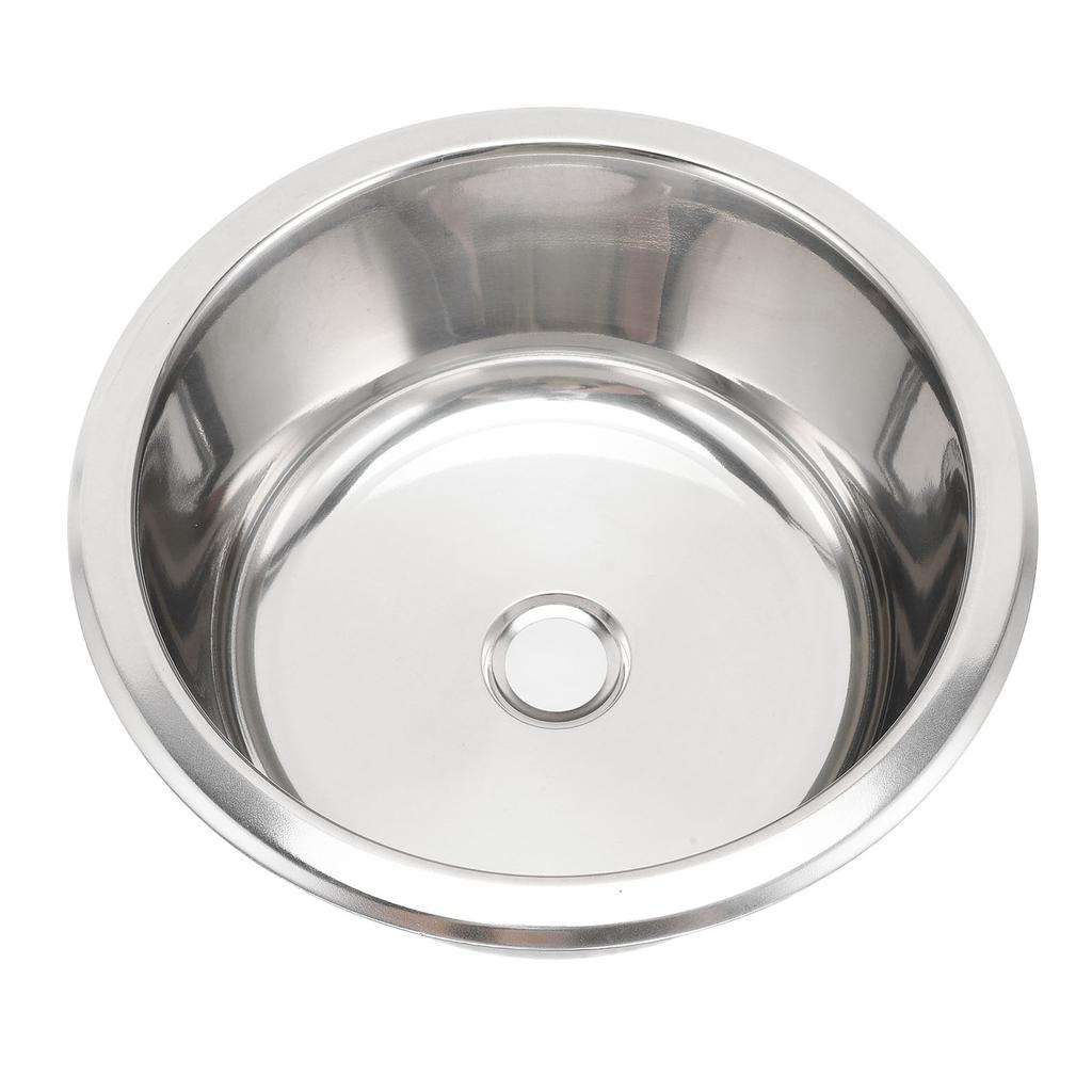 Round RV Sink Stainless Steel Kitchen Bar Single Bowl Sink with 40mm Drainage for Boat Caravan Campi