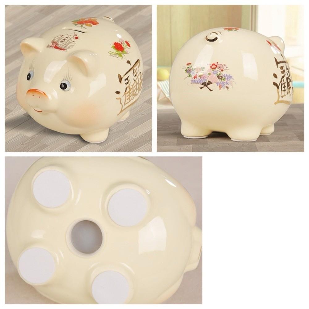Ceramic Piggy Money Bank Good Luck Golden Beans Container Pig Coins Saving Box Home Decor
