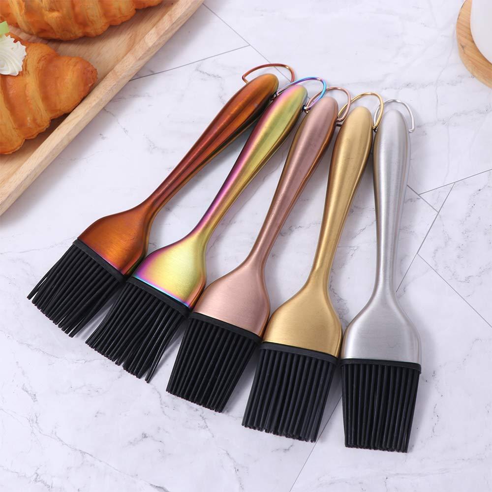 Removable Stainless Steel Silicone Brush Hangable Pastry Brushes for Cake