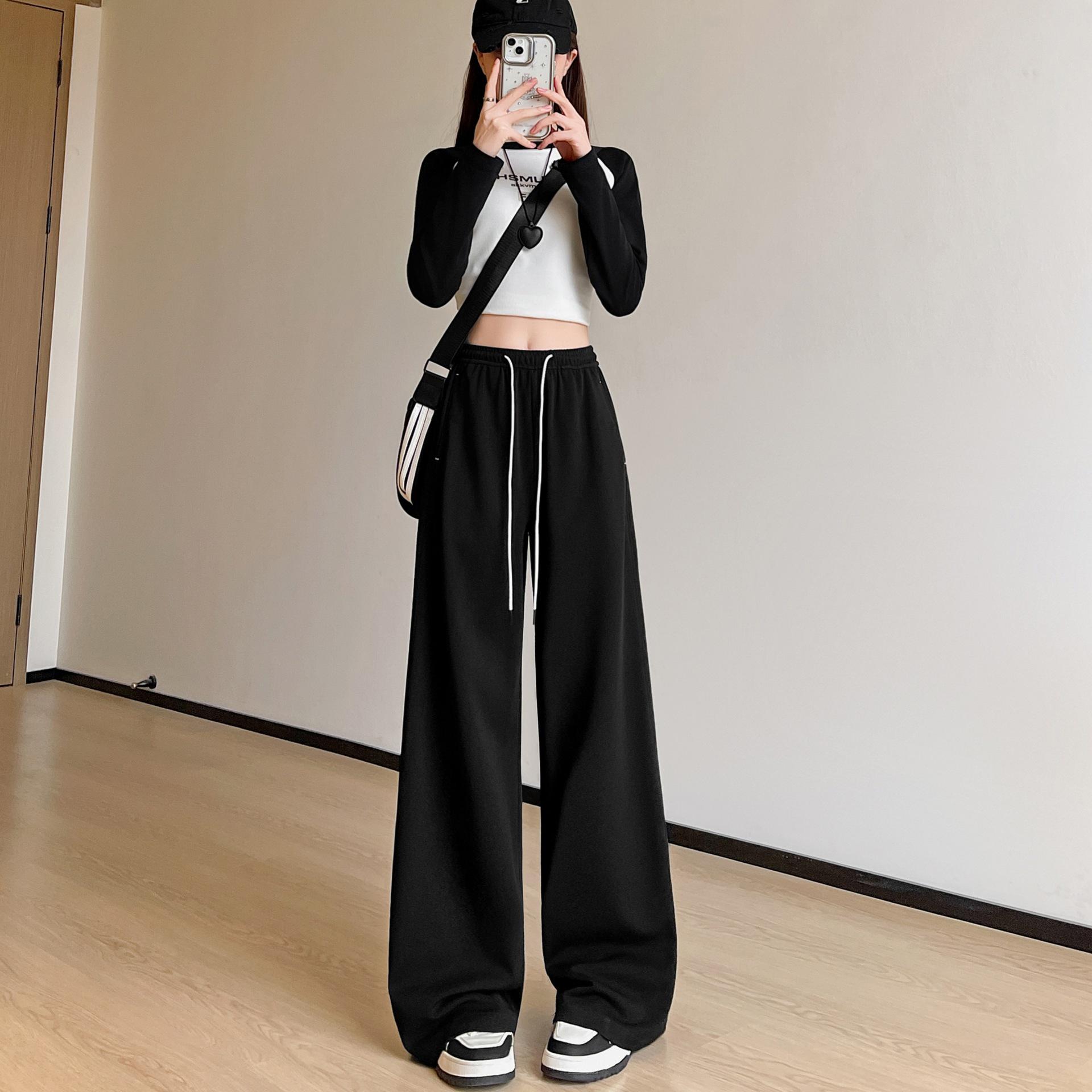 

Бежевые широкие брюки с высокой талией для женщин — маленькая, узкая версия для весны и осени 2025 г.