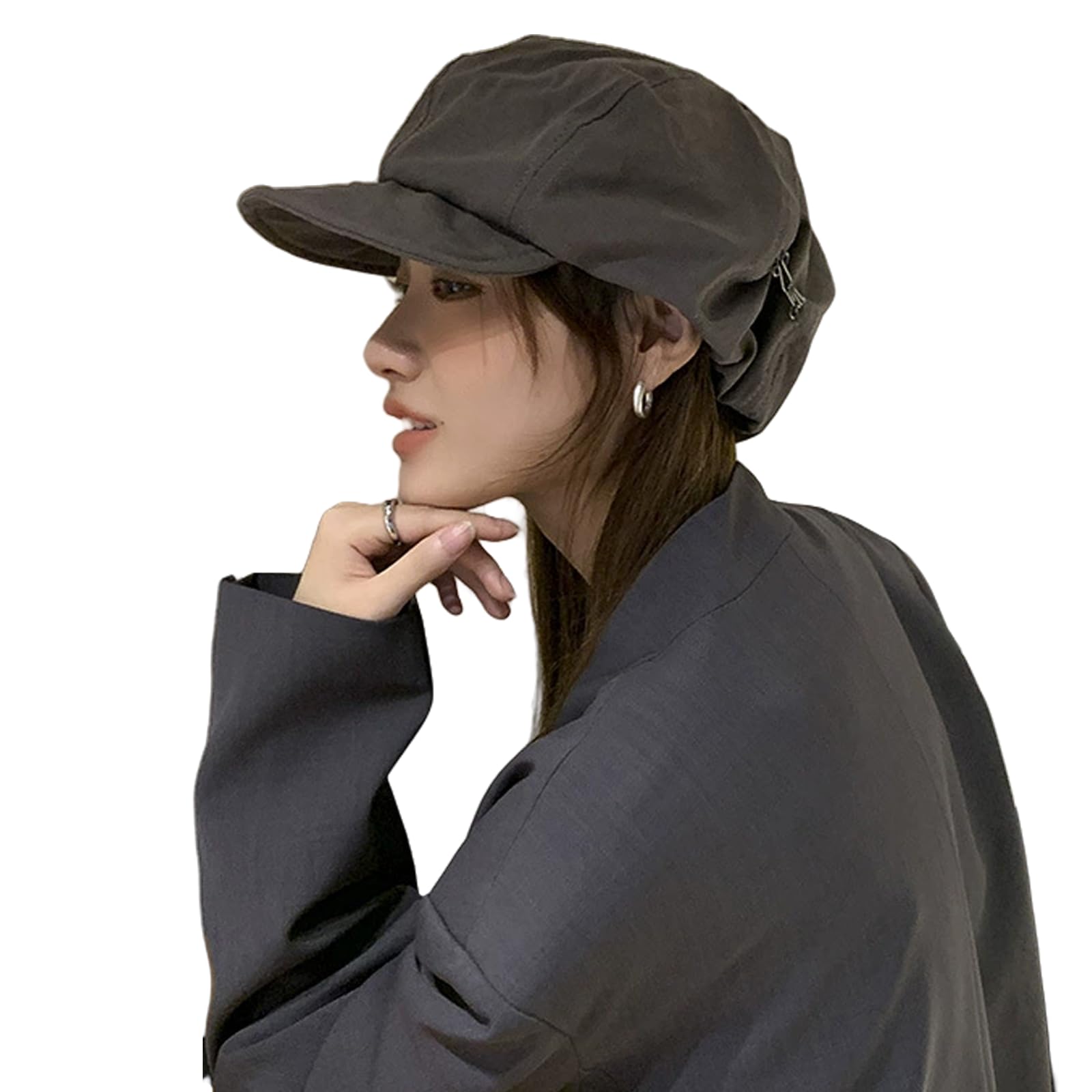 

Casquette UV Slimming Stylish Adjustable Size Solid Color G0212 [Karsaer] Women s Cap, Spring/Summer/Autumn/Winter, Protection, Effect, Beret, серый