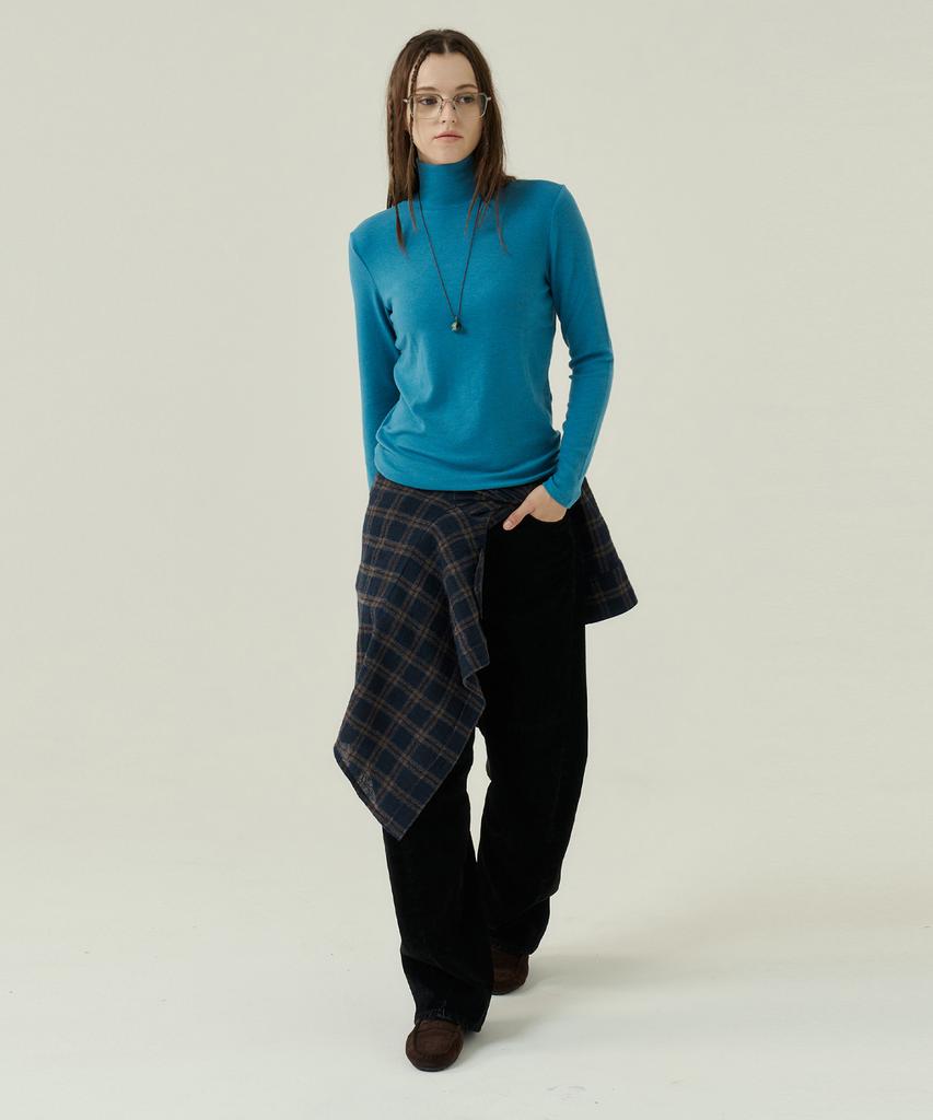 Boyeon Wool Tencel Turtleneck T-Shirt Blue 913-3