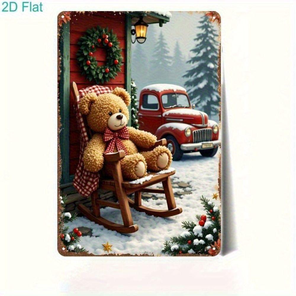 Retro Black Bear Mist Art Tin Sign 20x30cm Dramatic Wall Decor