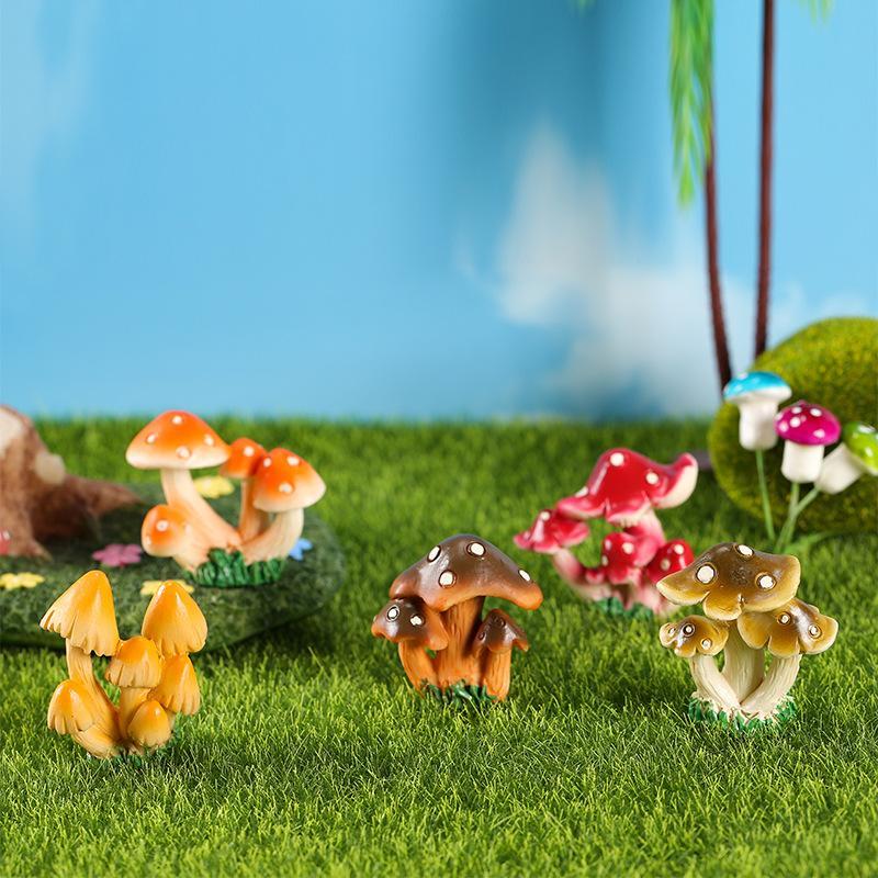 Simulated Mushroom Ornament Cute Mushroom Micro Landscape Decoration Gardening Decoration Resin Craft Bonsai DlY Plant Ornament