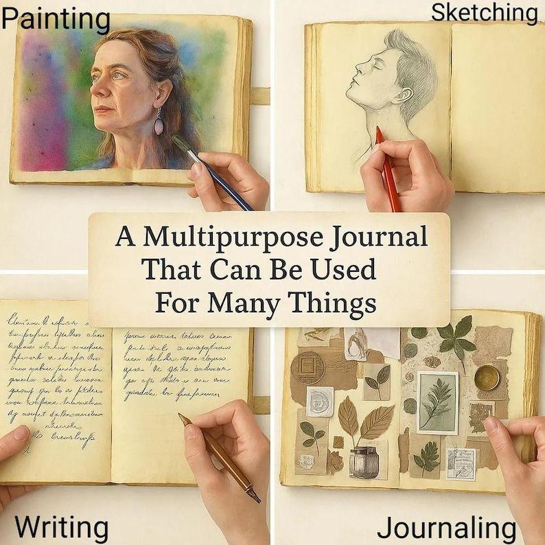 Grimoire Leather Journal, Gothic Notebook Crow Spell Book of Shadows, Vintage Witch Diary Gift for Women, Halloween Gifts