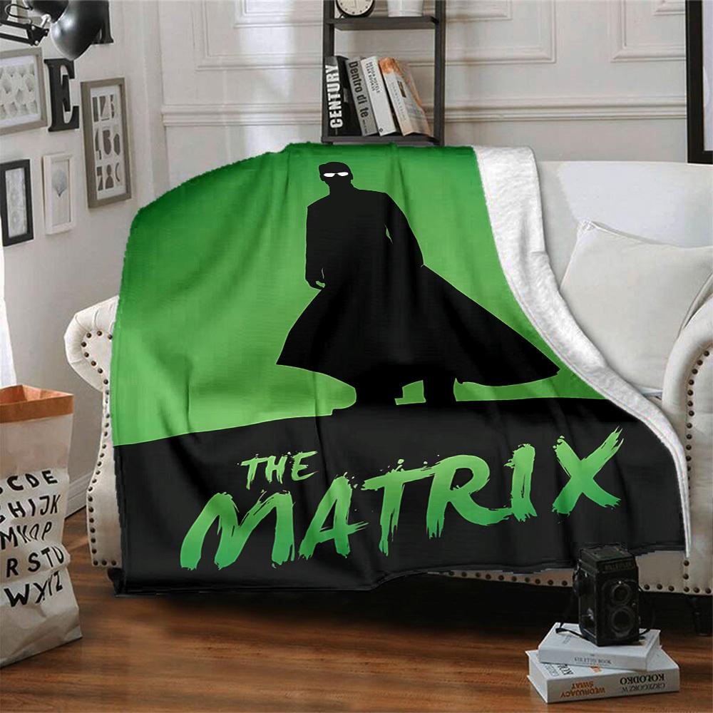1pc The Matrix Flannel Throw Blanket - HD Printed Lightweight Soft Warm All-Season Blanket for Sofa, Bed, Travel, Camping 044