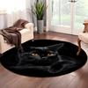 Black Cat  Pattern Round Shape Floor Mats Kitchen Hallway Runner Rug Bedroom Living Room Soft Carpet Non-slip Area Rug