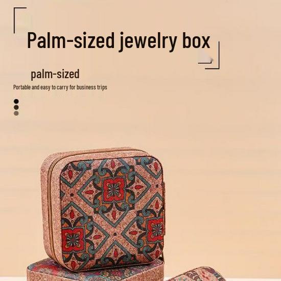 Portable Retro Cork Jewelry Box for Travel - Earring, Ring, Necklace Organizer