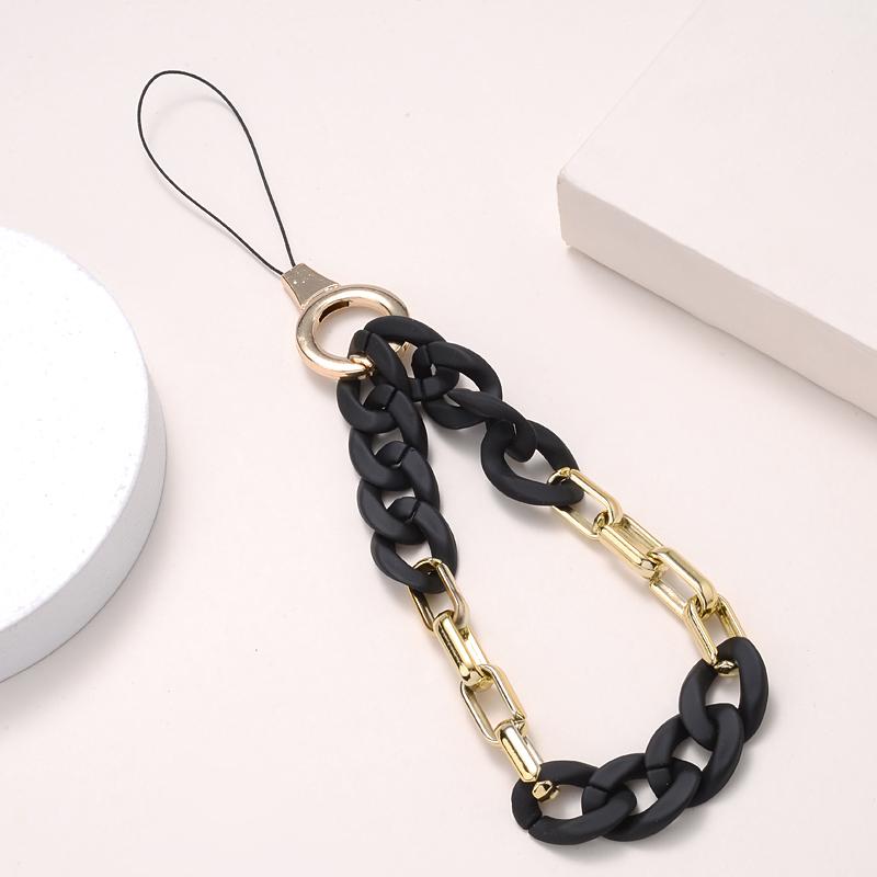Classic Coloful Cellphone Hanging Cord Simple Metal Acrylic Beaded Mobile Phone Chain For Anti-Loss Telephone Lanyard Tether