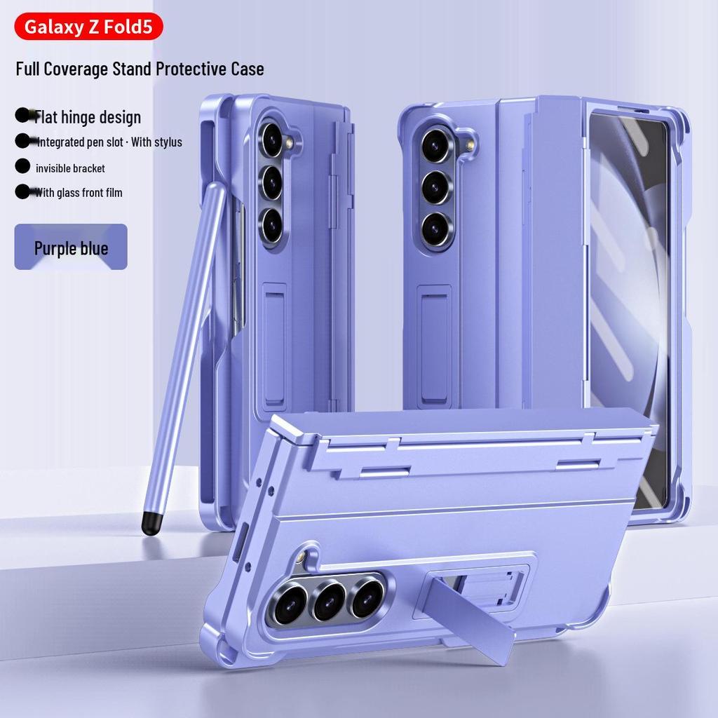 Compatible Samsung Z Fold 8 Protective Case with Film, Pen Holder, and Full Hinge Coverage
