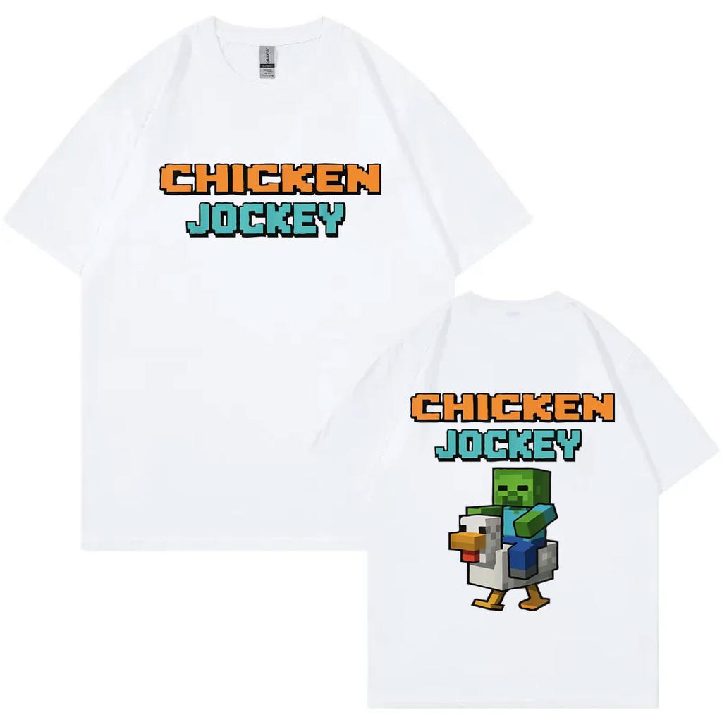 Funny Chicken Jockey Graphic T Shirt Men Women Cartoon Fashion Short Sleeve Tshirt Summer Casual 100 Cotton Oversized Tshirts