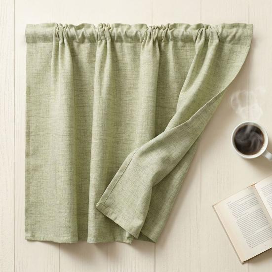 Linen Short Curtain for Kitchen, Semi Sheer Valance for Small Window, Kitchen Curtain for Pantry Door, Farmhouse Cabinet Cover