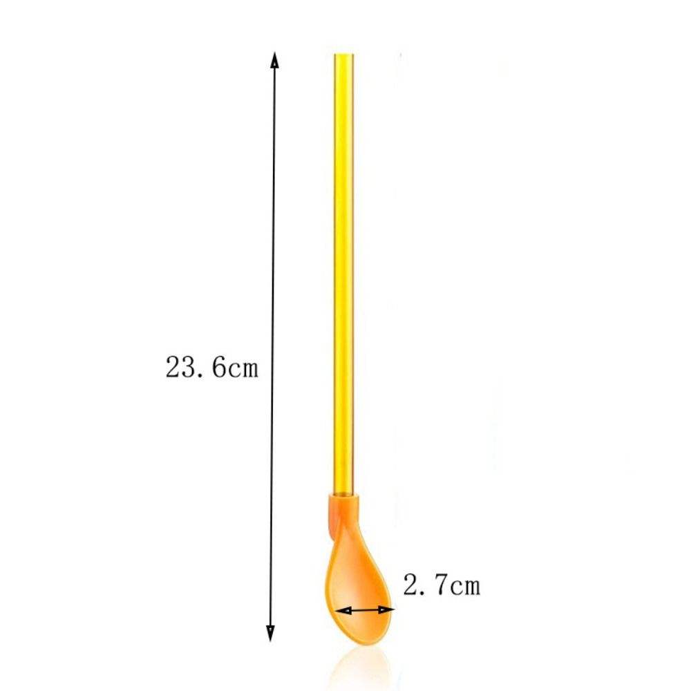 5Pcs 2 in 1 Plastic Spoon Straws Long Handle Ice Cream Spoon Stirring Spoon Milkshake Straws  Party